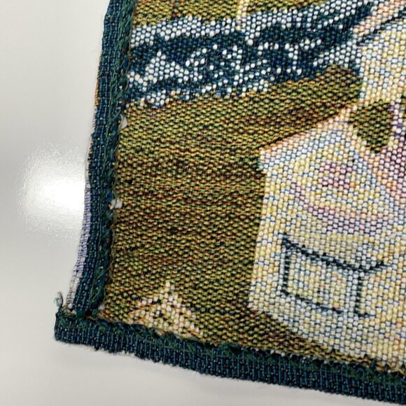 Set of 3 Tapestry Christmas Village Placemats Winter Snow Kitchen Mountains Blue - Picture 6 of 12